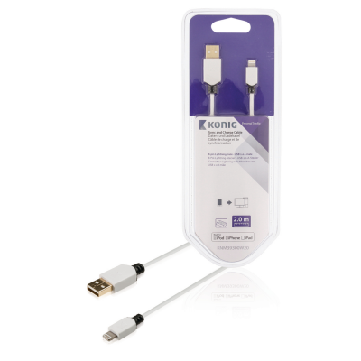 Synk och Laddningskabel Apple Lightning - USB A hane 2.00 m Vit