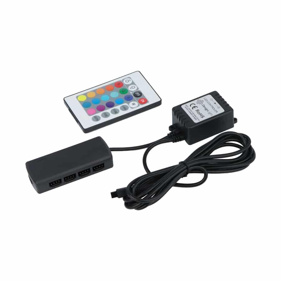 RGB LED-kontroller med IR-fjärrkontroll och RGB MINI-splitter